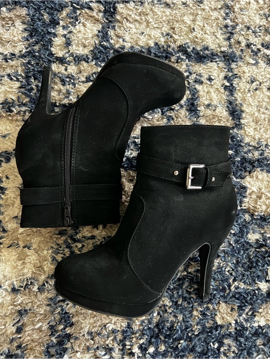 TOP Moda Shoes - Top Moda Black Suede High Heel Ankle Booties with Buckle